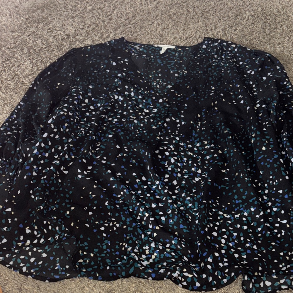 Maurices Black and Blue Patterned Blouse